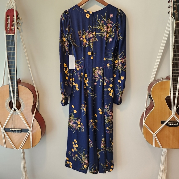 Reformation Wallflower Navy Floral Midi Dress - Picture 3 of 8